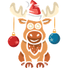 Christmas Moose Santa with Balls Cartoon