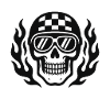 Flame Skull with Checkerboard Helmet
