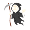 dessin animé faucheuse souriant