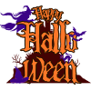 Happy Halloween lettering with Spooky House