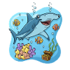 Cartoon Style Hammerhead Shark In Ocean