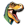 Buntes Dino Kopf Motiv