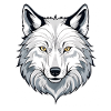 White wolf head illustration
