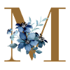 Monogram M with Blue Blossoms