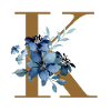 K Monogram with Blue Flowers