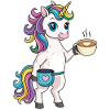 Einhorn mit Kaffee und Chalkbag