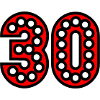Number 30 in red beads
