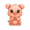 Cute Pig with Heart Hands