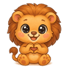 Cute lion with heart hands