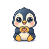 Cute Penguin with Heart Hands