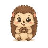 Cute hedgehog with heart hands