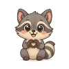 Cute raccoon with heart hands
