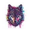 Wolf Tier Farbklecks