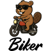 Biber Motorradfahrer mit Sonnenbrille