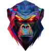 Geometrischer Neon-Gorilla