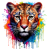 Leopard Farbexplosion Aquarell