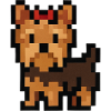 Pixel Art Yorkshire Terrier Dog with Red Bow