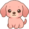 Cute pink dachshund puppy kawaii cartoon