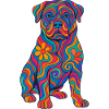 Psychedelischer und bunter Regenbogenhund