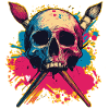 Skull and crossed brushes