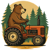 Bärenfarmer im Traktor