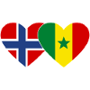 Norvège Sénégal Drapeau Coeur