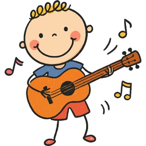 Cartoon Boy Gra Na Gitarze Koszulka Dziecięca
