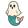 Kawaii Ghost Mermaid Cartoon