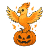 Fiery phoenix over pumpkin