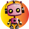 Music robot on yellow-orange