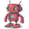 Retro Robot Cartoon Sticker