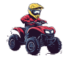 ATV Driver Cartoon in Yellow Helmet