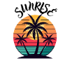 Sunset Palm Trees Retro Beach