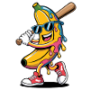 Cartoon Banana Playing Baseball