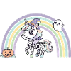 BOHO Skelett‑Einhorn mit Regenbogen – Halloween 