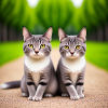 Feline twins on the road