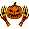Pumpkin with Skeleton Hands Halloween Design