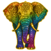 Regenbogen Elefant mit Goldmuster