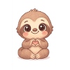 Cute sloth with heart hands