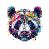 Bunter Panda Kopf Farbexplosion
