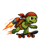 Rocket turtle on skateboard