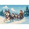 Winter Huskies Sled Mountain Race