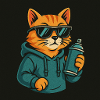 Graffiti Cat Hoodie Spray Can