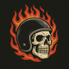 Flame Skull with Helmet