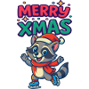 Christmas raccoon on skates