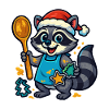 Christmas raccoon baking cookies