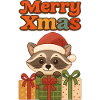 Weihnachts Waschbär mit Geschenken