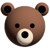 Visage d’ours brun 3D - Mascotte mignonne