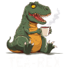 Funny T-Rex Dino Drinking Tea