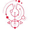 Red geometric symbol